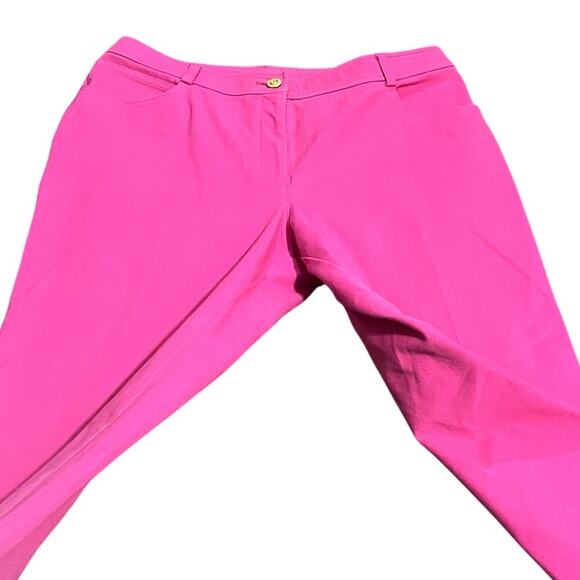ST. JOHN Pants Women's Pink High Rise Straight Leg Stretch Size 10 Cropped - Picture 3 of 10